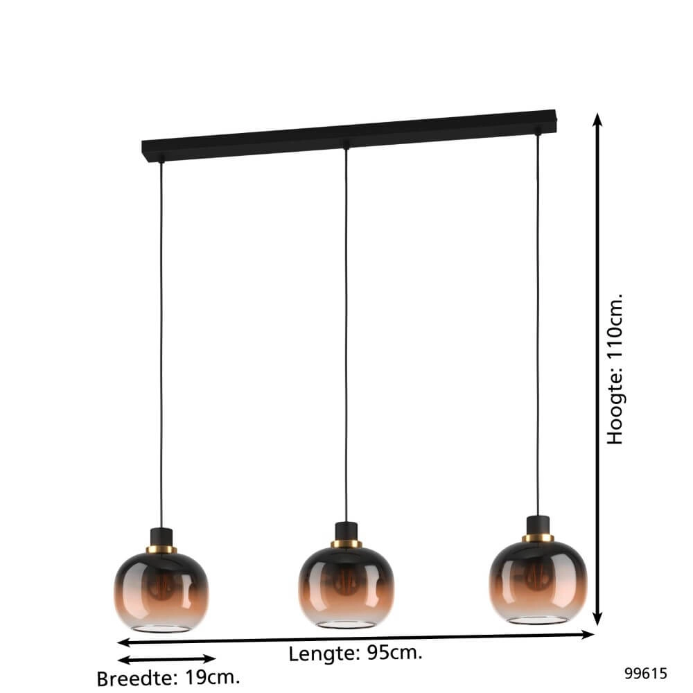 Pendelleuchte für Esstisch Oilella 3x Glas Eglo 9002759996154