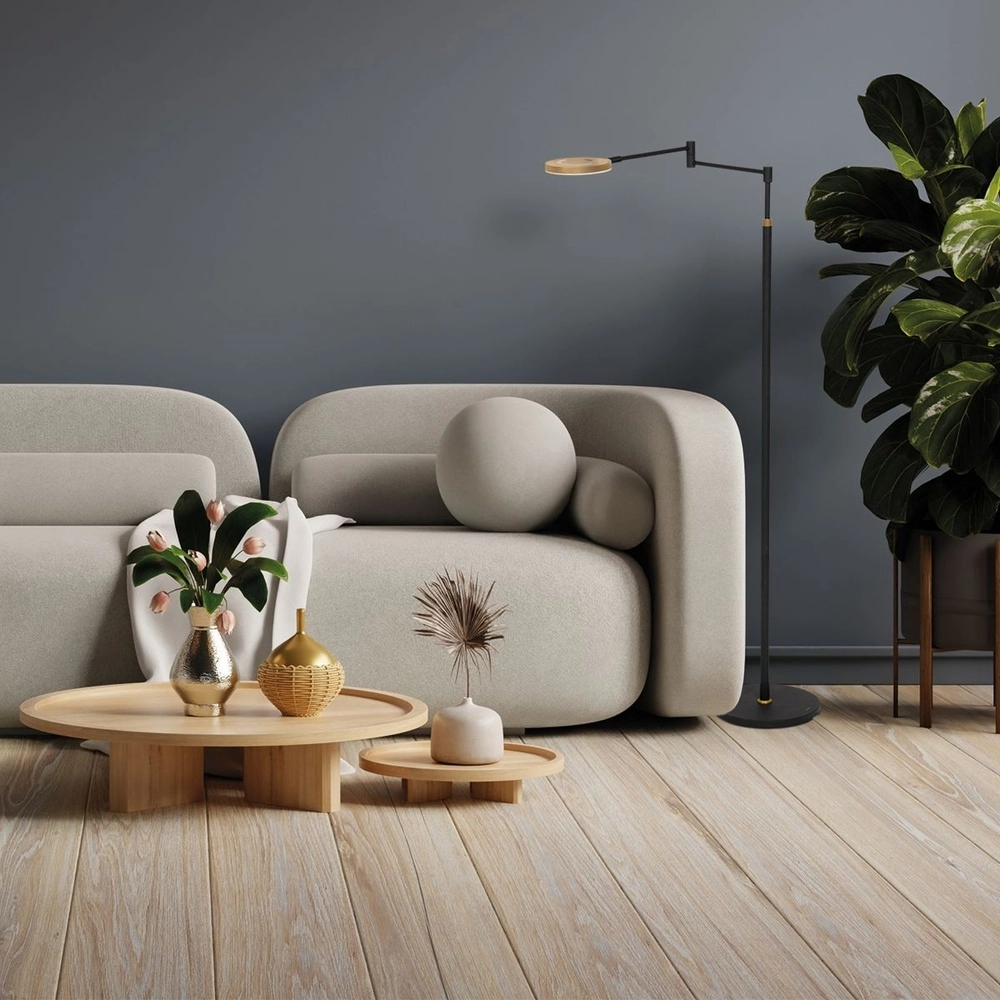Design-Leseleuchte Soleil schwarz mit goldener Kappe Steinhauer 8712746177381