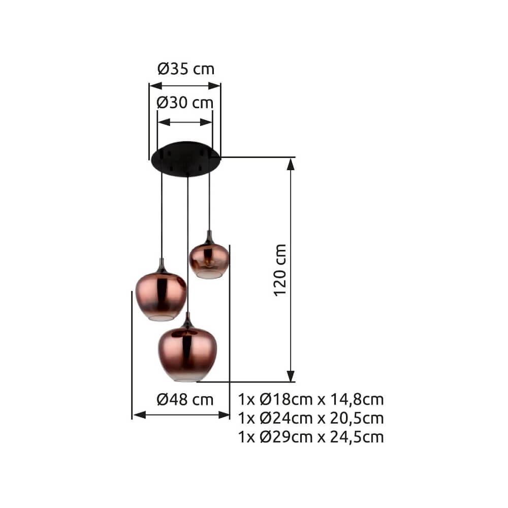Schwarze Pendelleuchte Maxy mit rotem Glas Ø 48cm Globo 9007371459971