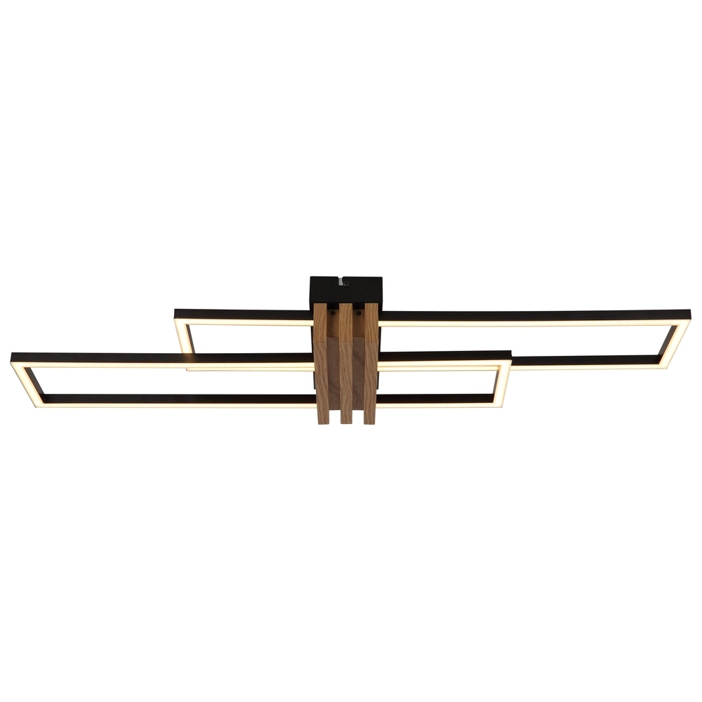 Moderne Deckenlampe Dakari I Schwarz mit Holz 80 cm Globo 9007371525782