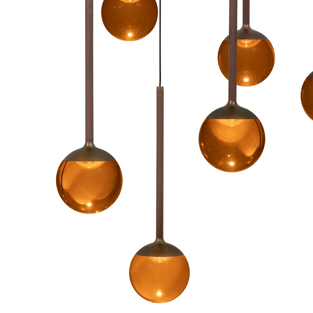 Pendellampe Calina 12-Licht mit bernsteinfarbenen Kugeln Premium by Lucide 5411212242051
