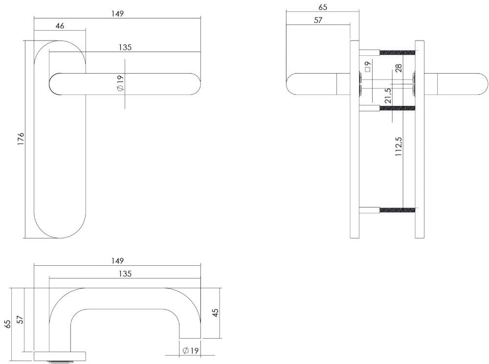 Türklinke Rond feuerhemmende Kurzplatte Edelstahl Intersteel 8714186121085