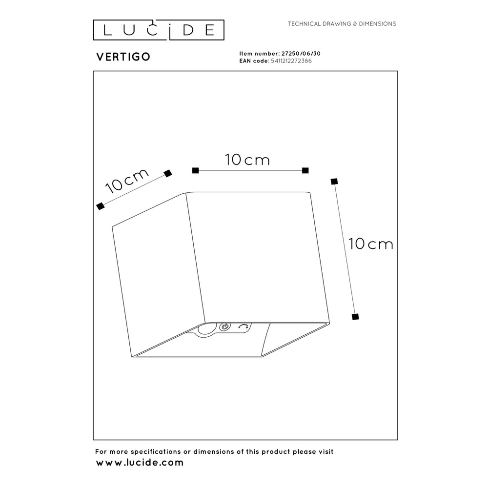 Wiederaufladbare Wandlampe Vertigo Magnetisches Schwarz Lucide 5411212272386