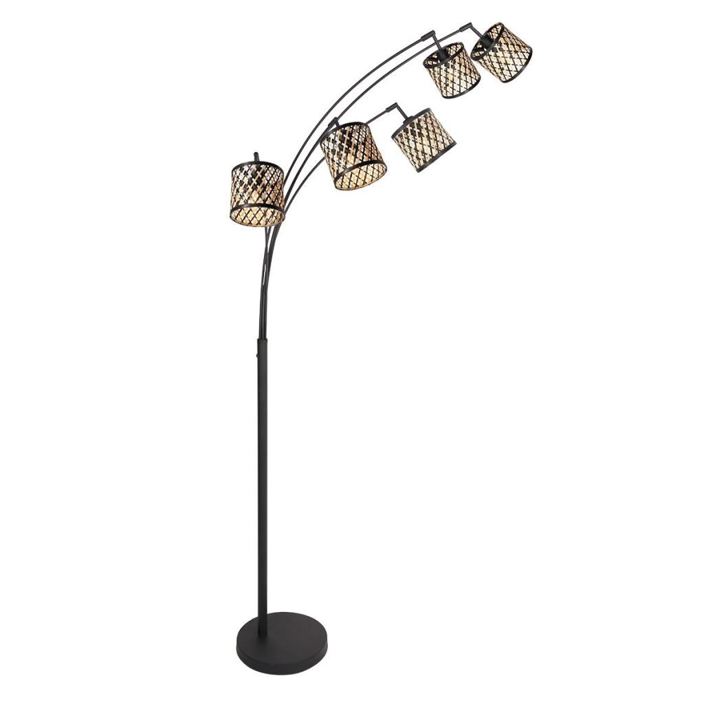 Standlampe 5-Leuchten Sumba mit Bambusschirmen Ø12 cm