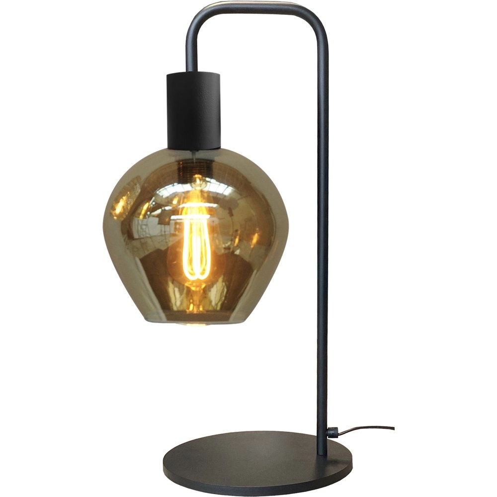 Schwarze Tischlampe Bounty mit Blackline-Glas