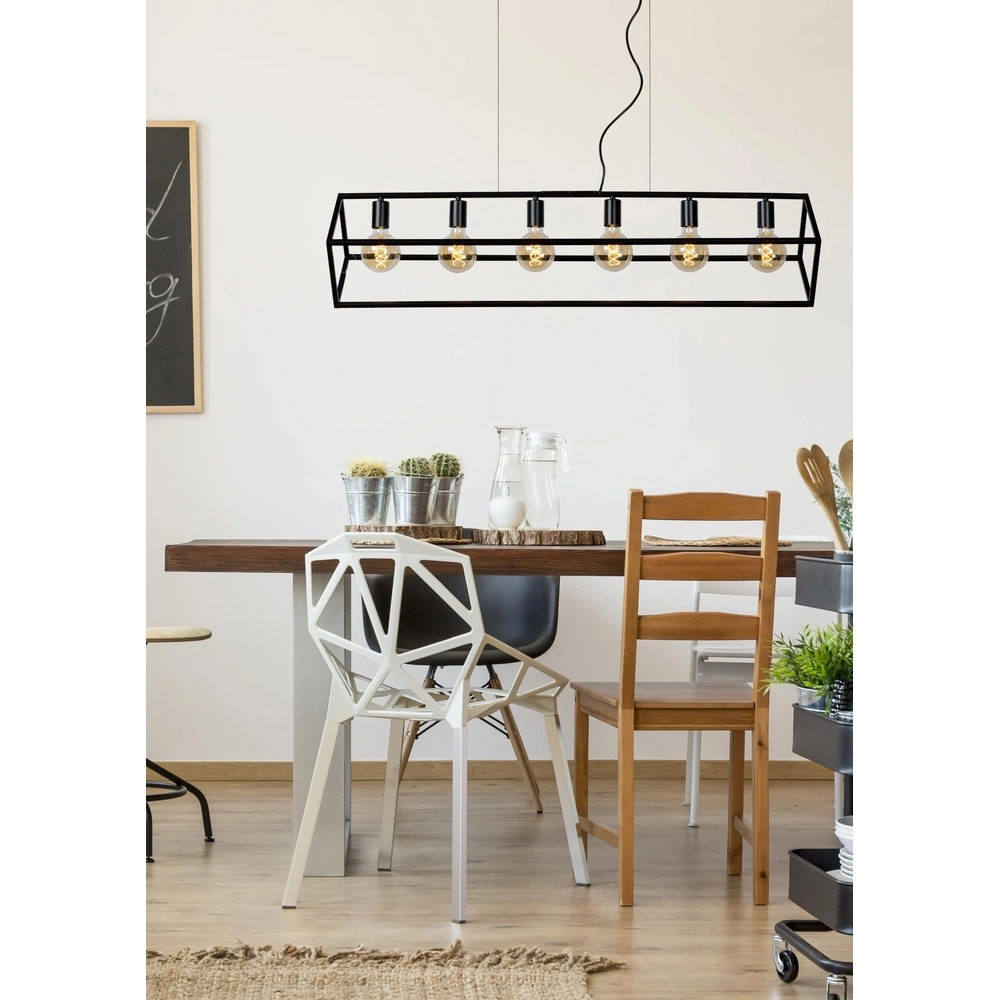 Moderne Pendellampe Fabian 6-Licht Schwarz Lucide 5411212010810