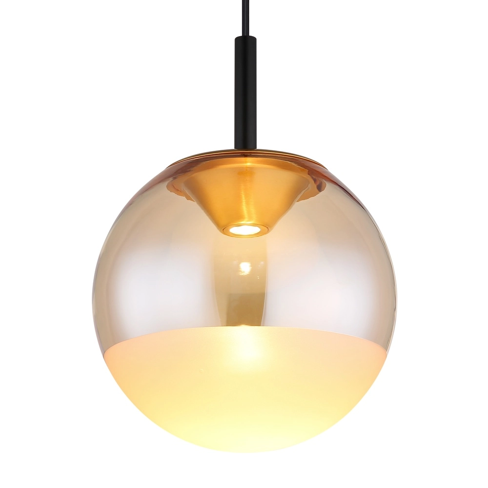 Design-Pendellampe Severin schwarz mit bernsteinfarbenem Glas Globo 9007371546930