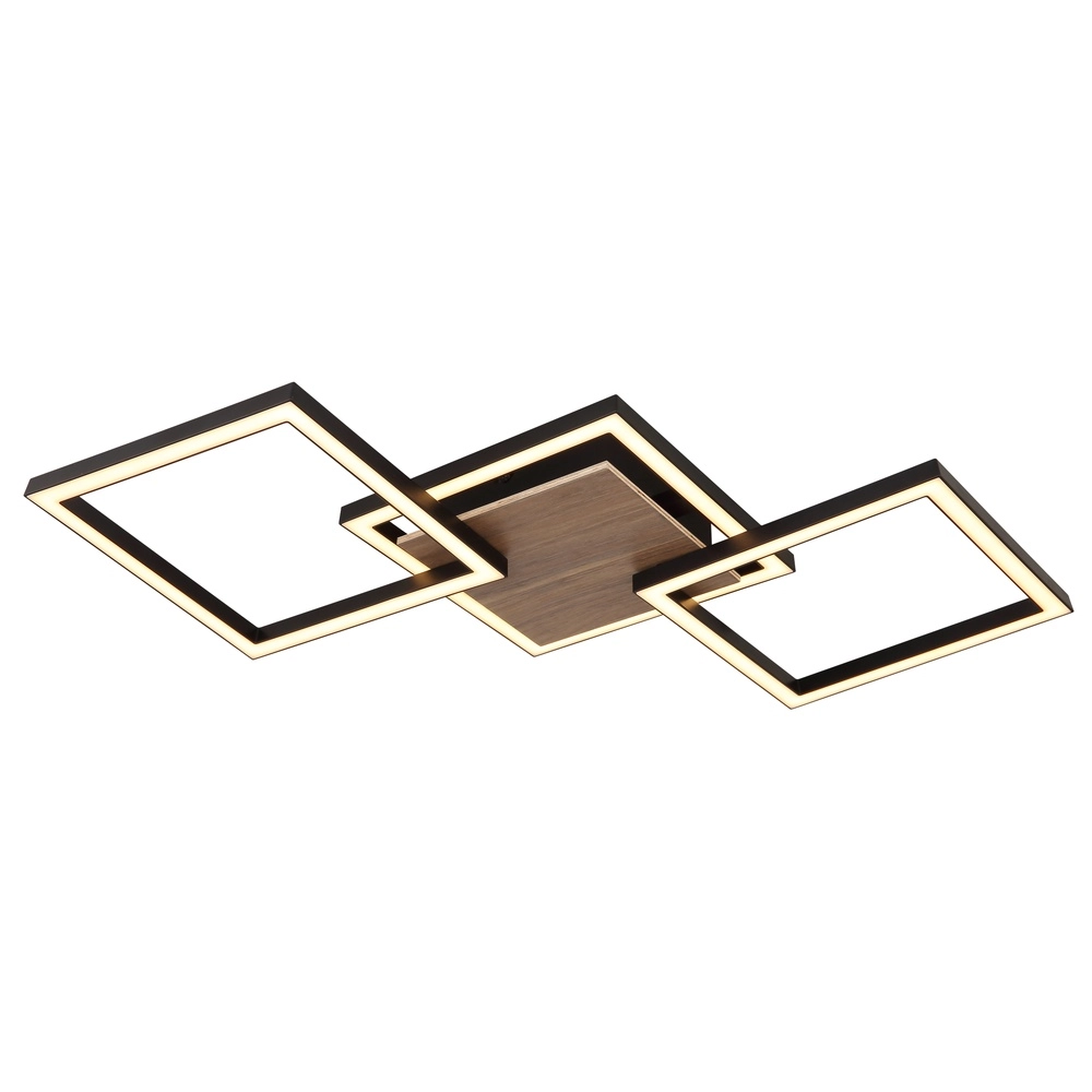 Design-Deckenlampe Kaden Schwarz mit Holzoptik