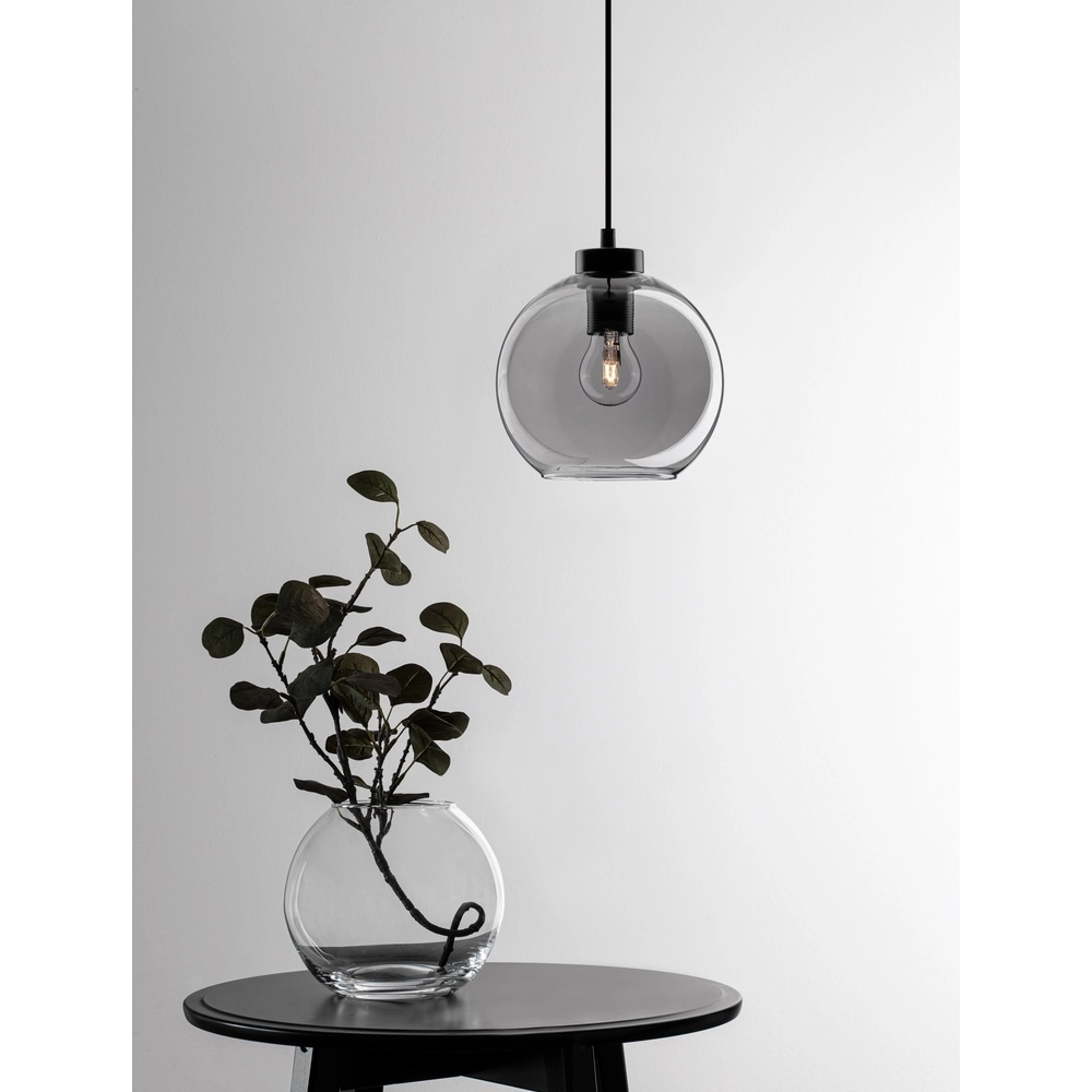 Pendelleuchte Palmer Single schwarz mit Rauchglas