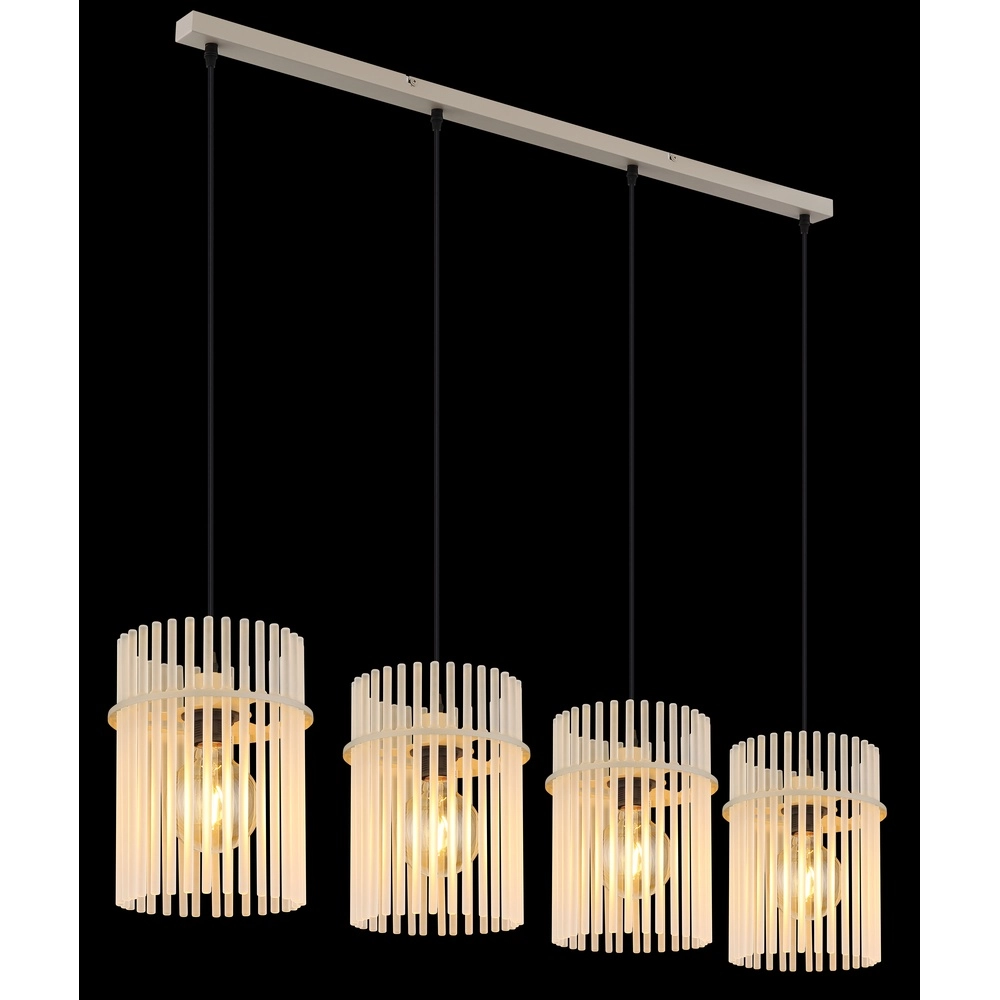 4-flammige Pendelleuchte Gorley sandbraun mit Glas Globo 9007371572717