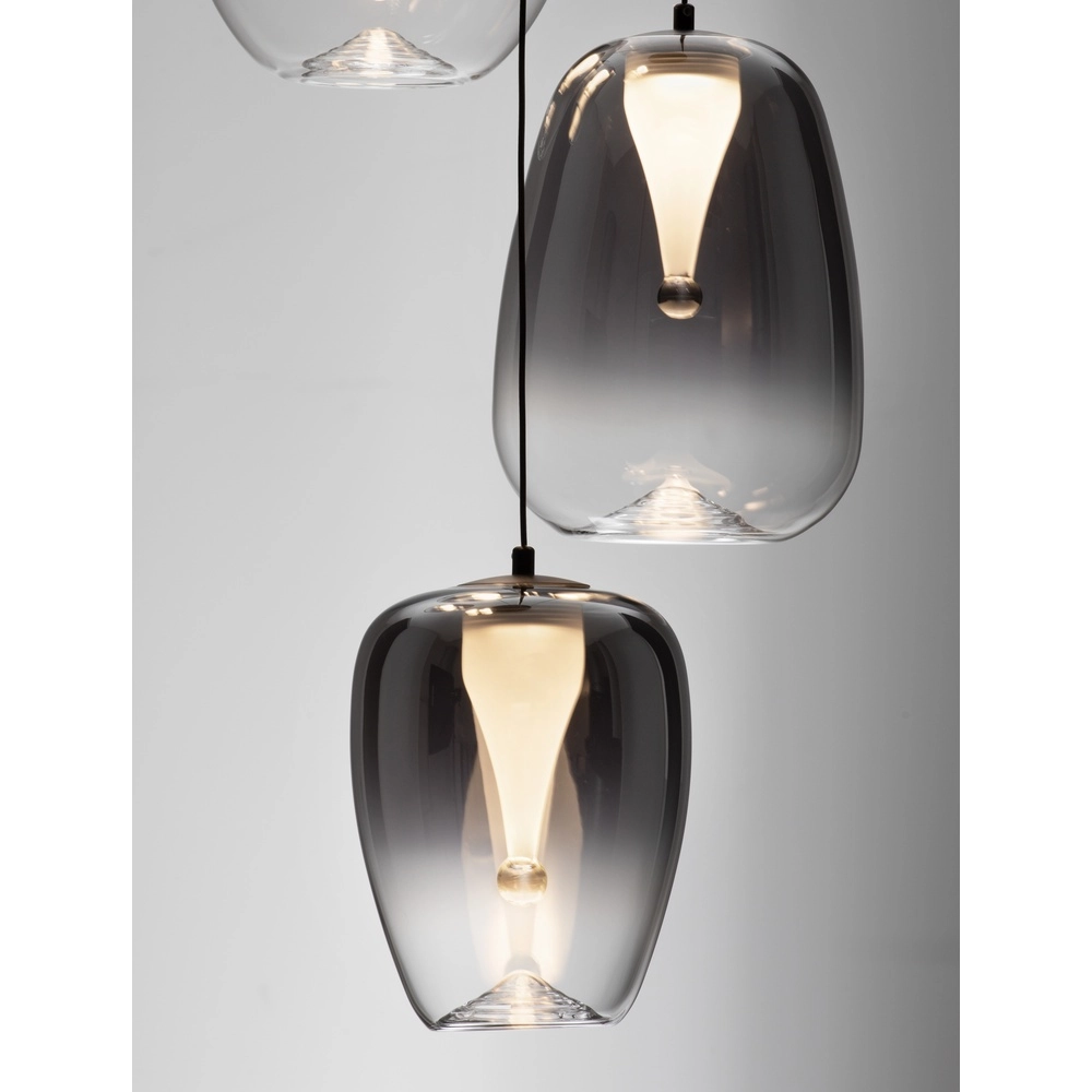 Design-Pendelleuchte Oblo 5-flammiges Rauchglas