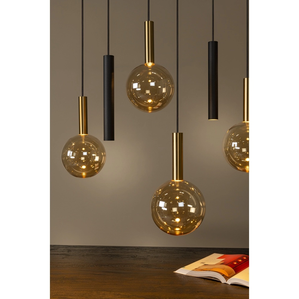 12-Licht Pendellampe Josiane Schwarz mit Gold Lucide Vibes 5411212212160