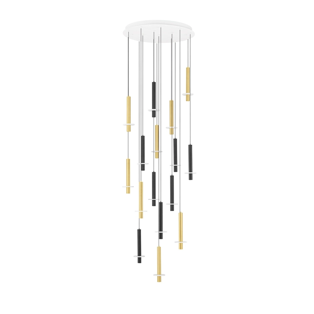 Design-Pendellampe Noemi schwarz mit weiß und gold Ø 72 cm Lyora 5212063503335
