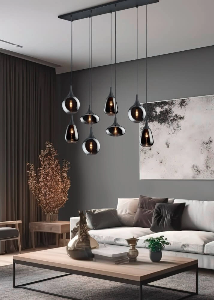 Hängelampe mit 8 Leuchten Lumina mit Rauchglas Trio 4017807542301