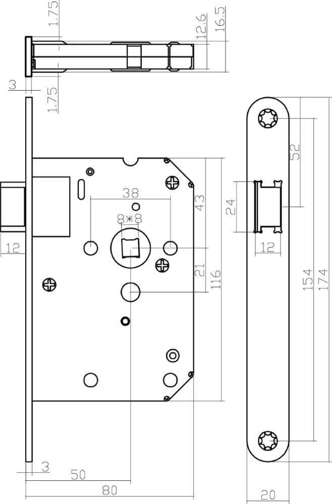 Komplettes Türdrücker-Set Hera Messing Intersteel 8714186634790