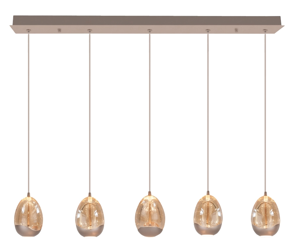 Essaal-Pendellampe Champagne Egg 5-Licht