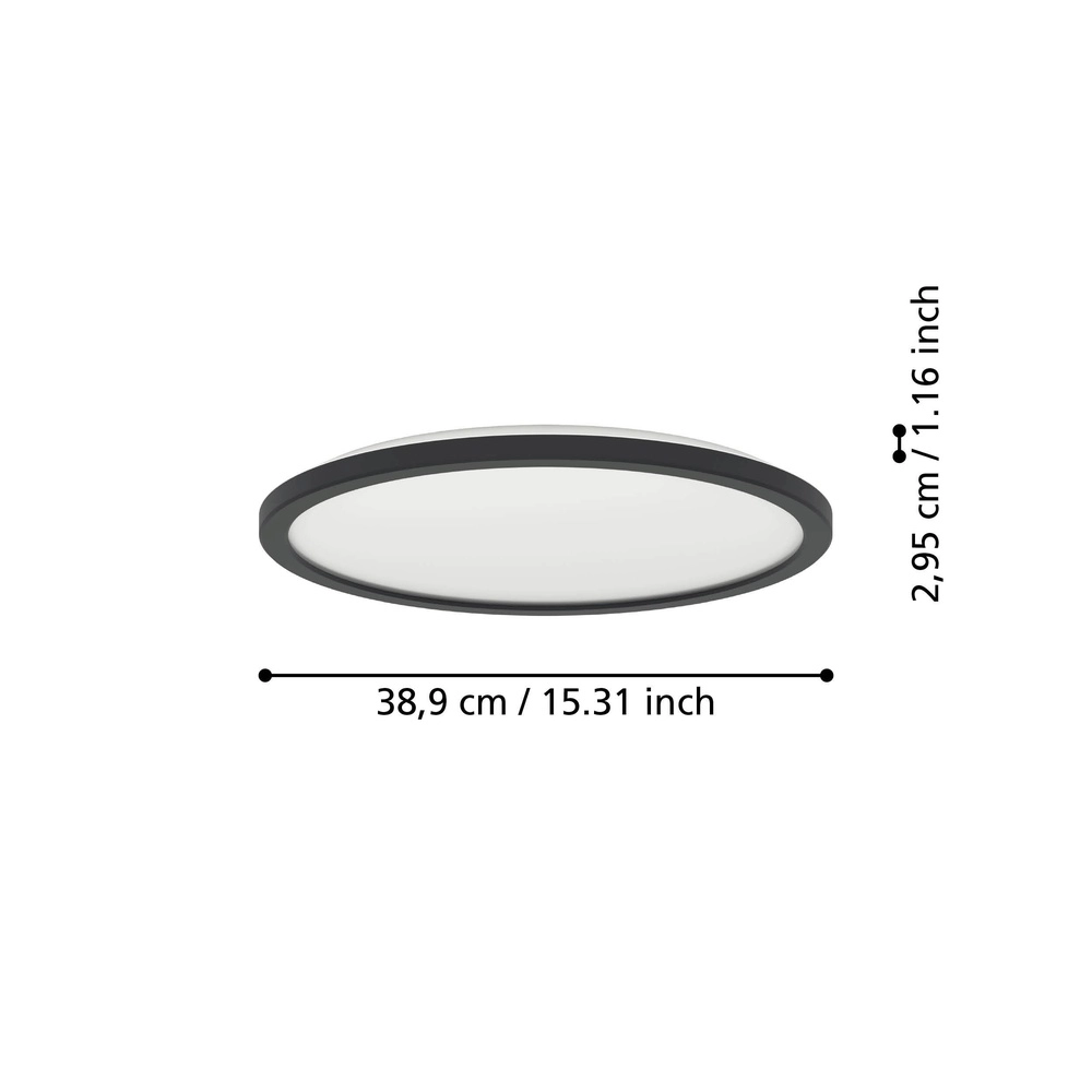 Badezimmerlampe mit Fernbedienung Rovito-R rund - schwarz - Ø 38,9 cm Eglo 9008606329984