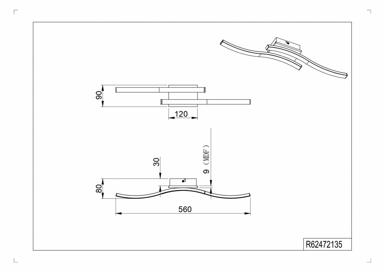 Designer-Deckenleuchte Route rechteckig Trio 4017807561111