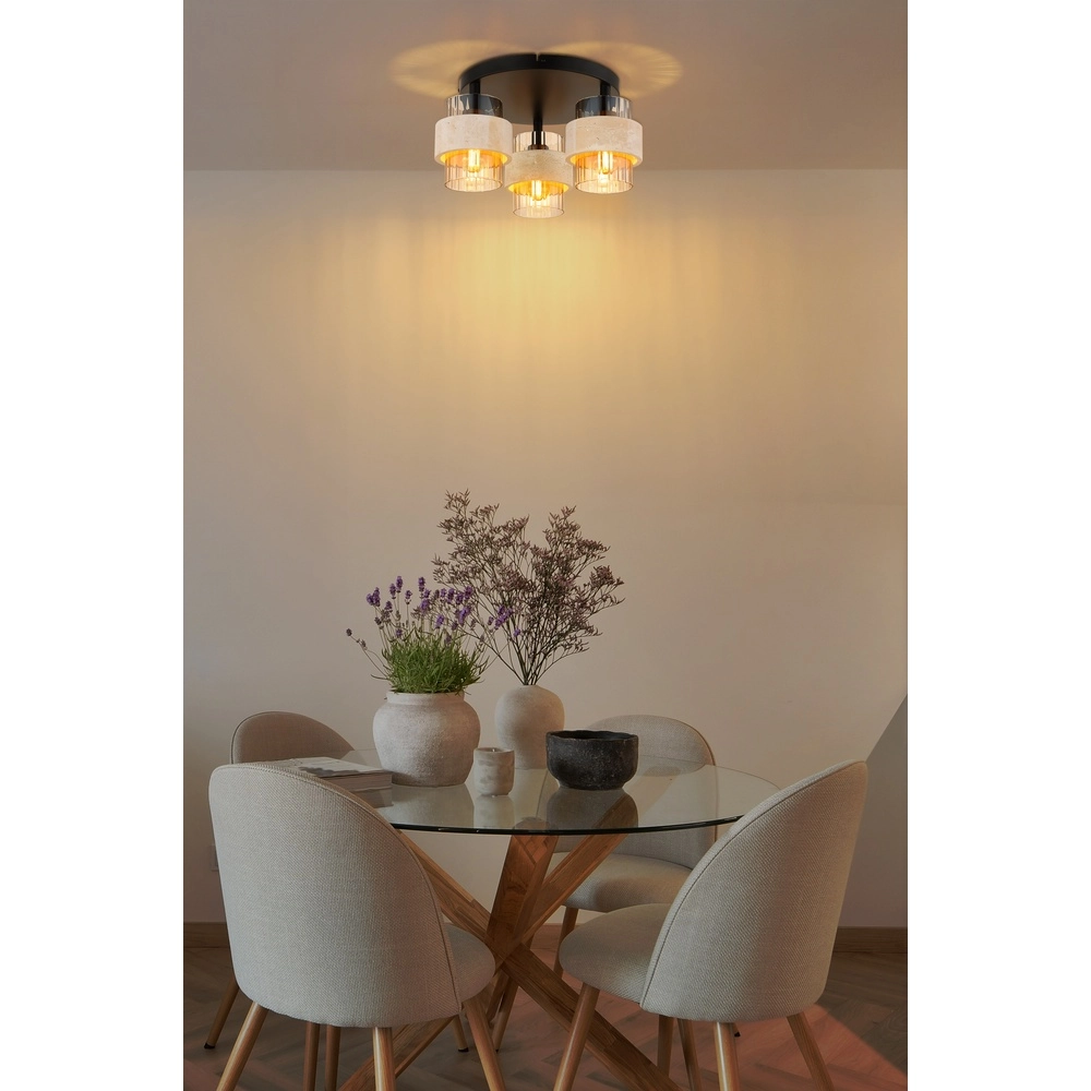 Deckenlampe Daren Schwarz mit Marmor Globo 9007371586660
