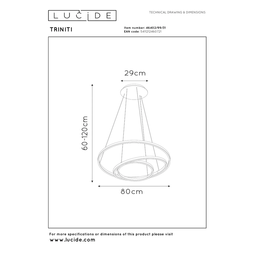 Moderne Pendellampe Triniti dimmbares Weiß Lucide 5411212460721