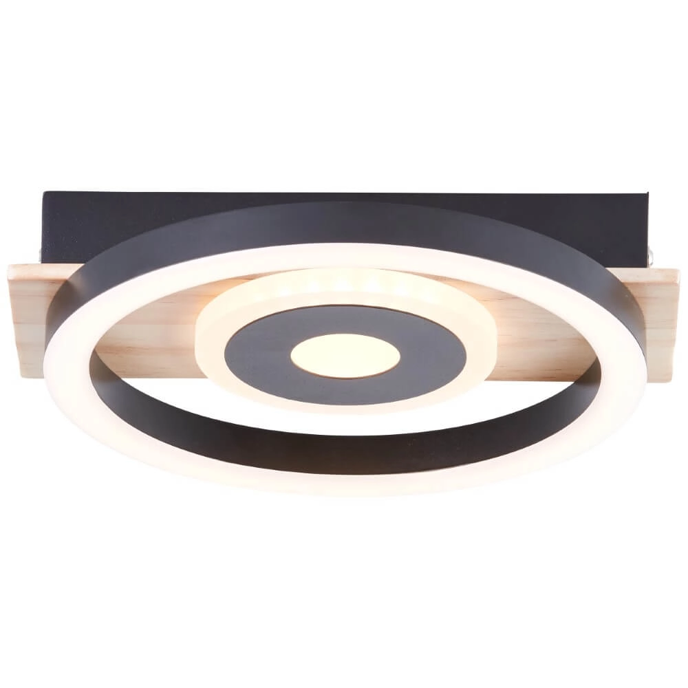 Deckenleuchte Maureen Ø 20cm schwarz mit Holz