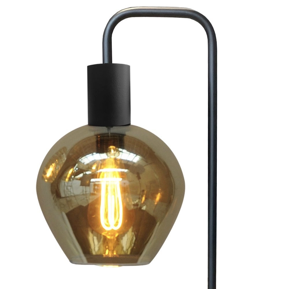 Schwarze Tischlampe Bounty mit Blackline-Glas Masterlight 8718121251110