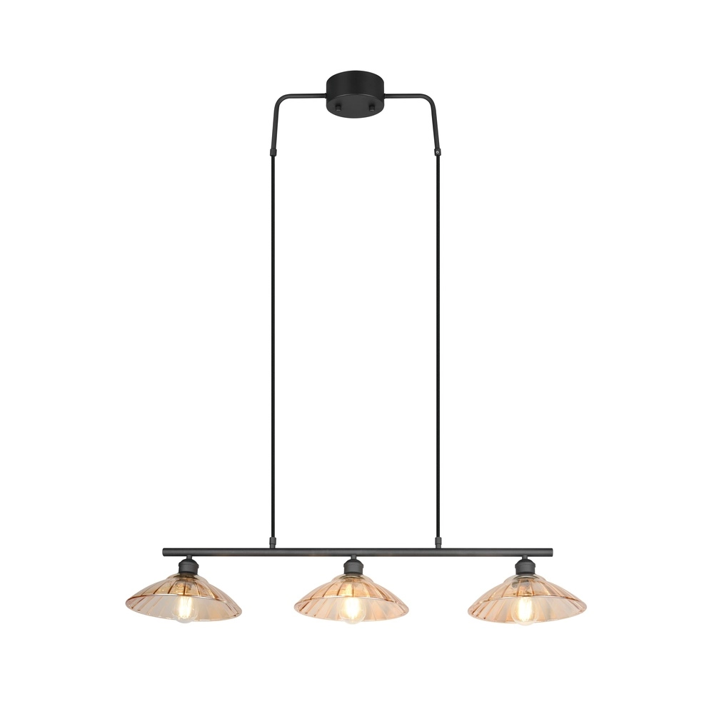 Klassische Pendellampe Eluna 3-Licht Schwarz Trio 4017807682502