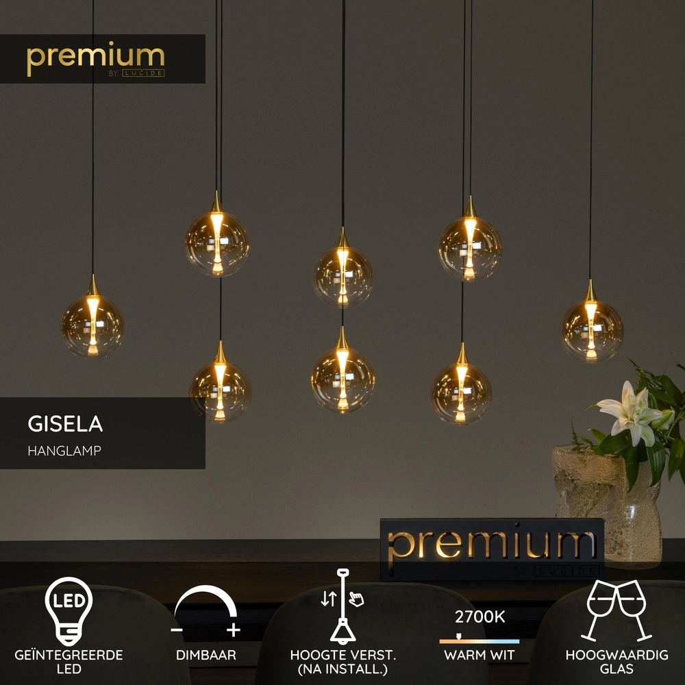 Design-LED-Pendelleuchten Gisela Fading – 8x Ø 16 cm Premium by Lucide 5411212134837