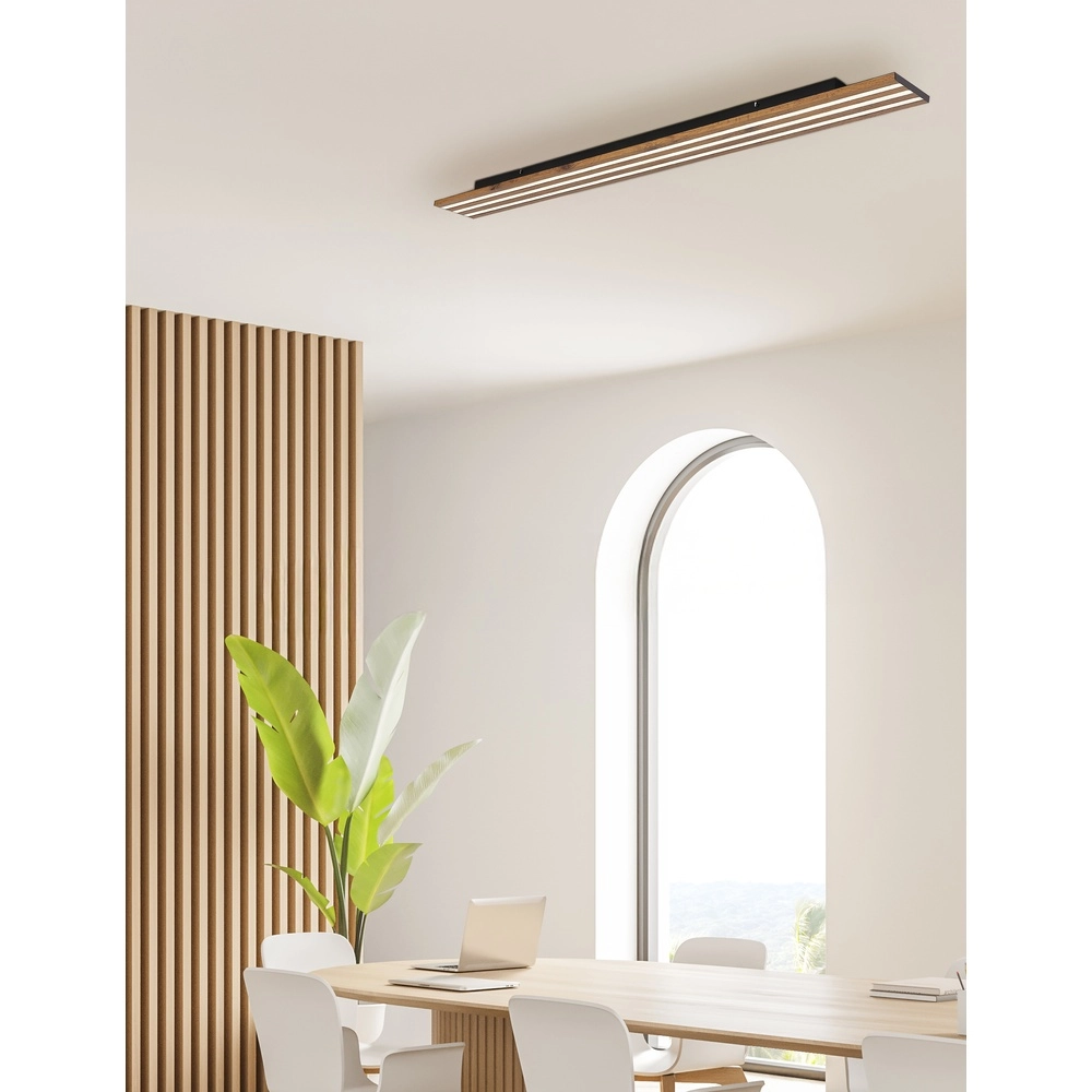 Deckenlampe Hayden Schwarz mit Holz Globo 9007371586585