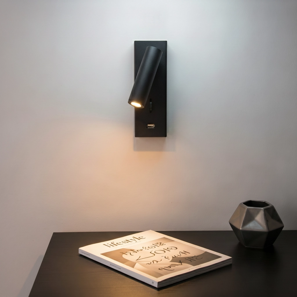 Nachttischlampe Fuse Schwarz mit USB