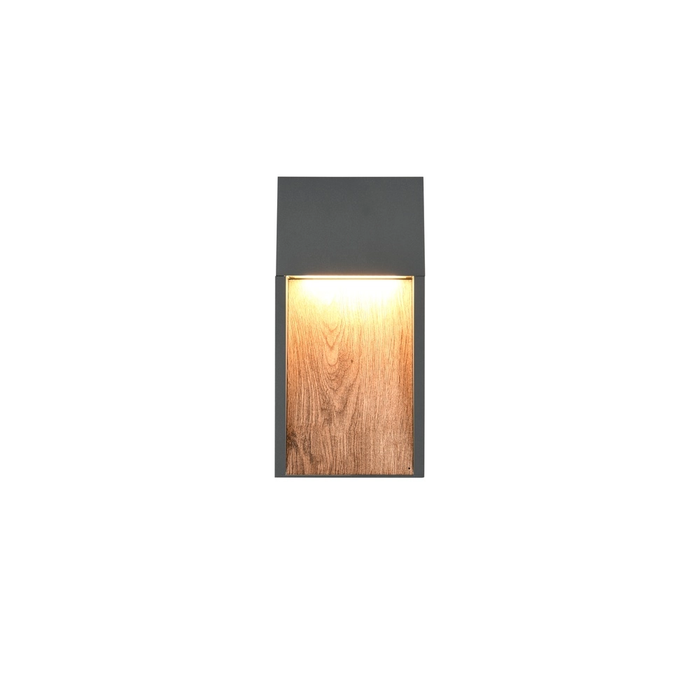 Design-Wandleuchte Salmon Grau mit Holz Trio 4017807603705