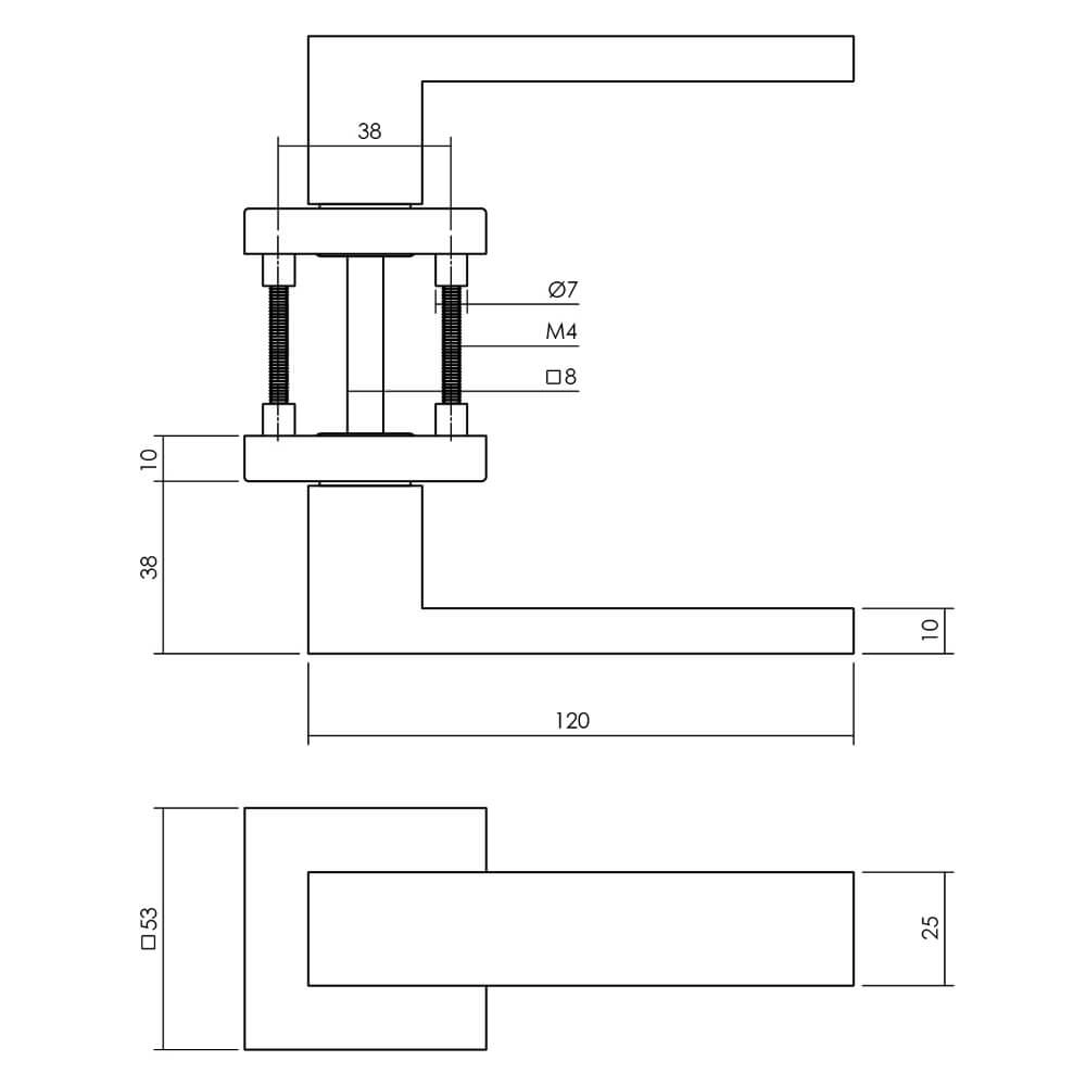 Hintertür-Hardware Amsterdam Quadratisches Messing Intersteel 8714186697061