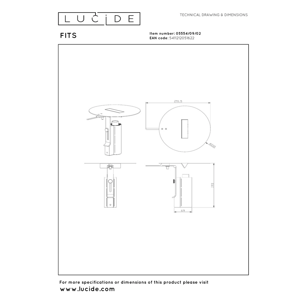 Goldene Schreibtischlampe Fits LED Premium by Lucide 5411212051622