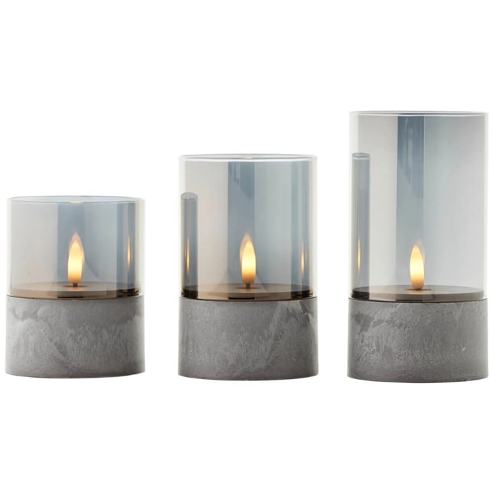 Set mit 3 Tischlampen Bougie Rauchglas Brilliant 4004353428326