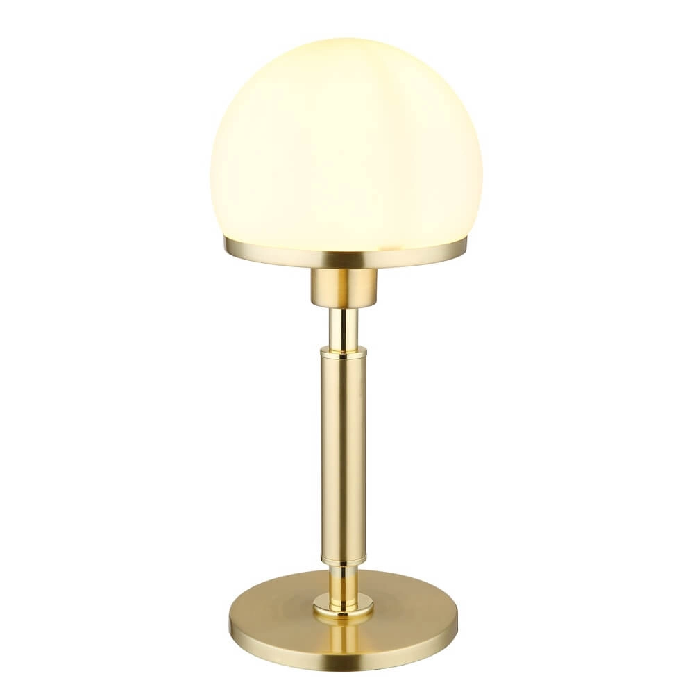 Tischlampe Haku Gold mit weißem Glas Globo 9007371450312