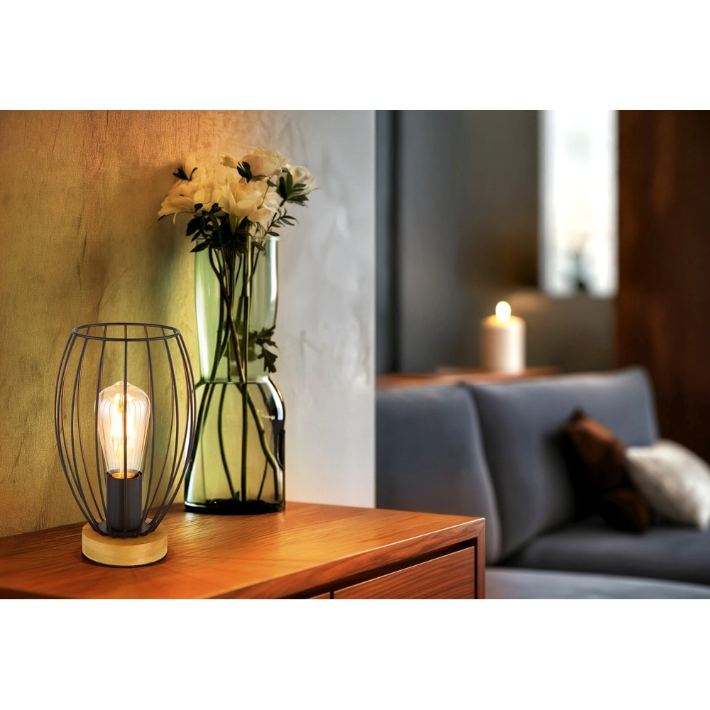 Tischlampe Berti Holz mit Schwarz Globo 9007371583324
