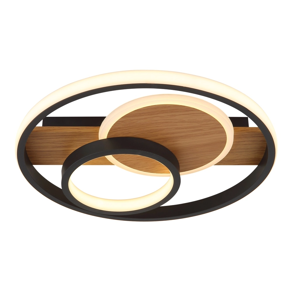 Design-Deckenlampe Pikara Schwarz mit Holz Globo 9007371474707