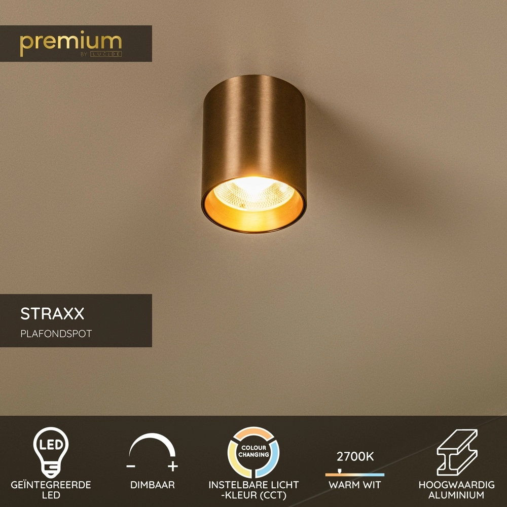 Oberflächenmontierter Spot Straxx champagner Ø 8 cm Premium by Lucide 5411212552747