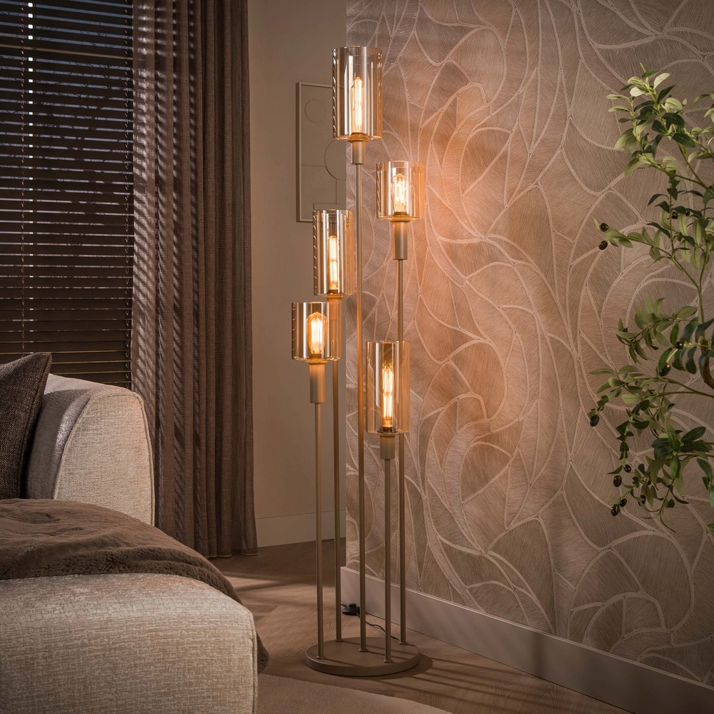 Design-Stehlampe Sepiora 5-hell sandbraun