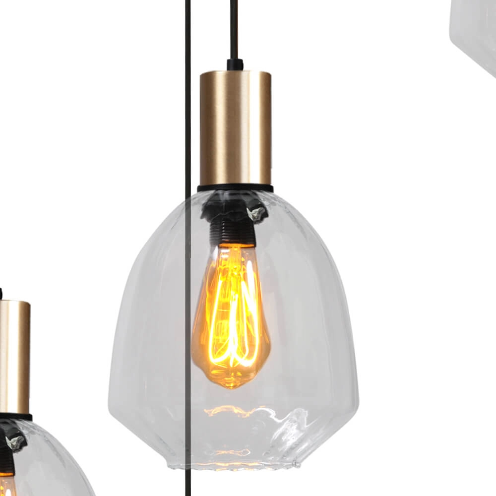 5-flammige Loft-Hängelampe - Gold - Porto mit klaren Nicolette-Gläsern Masterlight 8718121271163