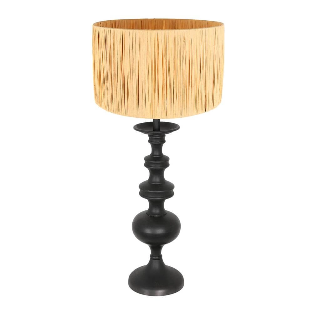 Tischlampe Lyons schwarz mit Strohschirm Steinhauer 8712746172492