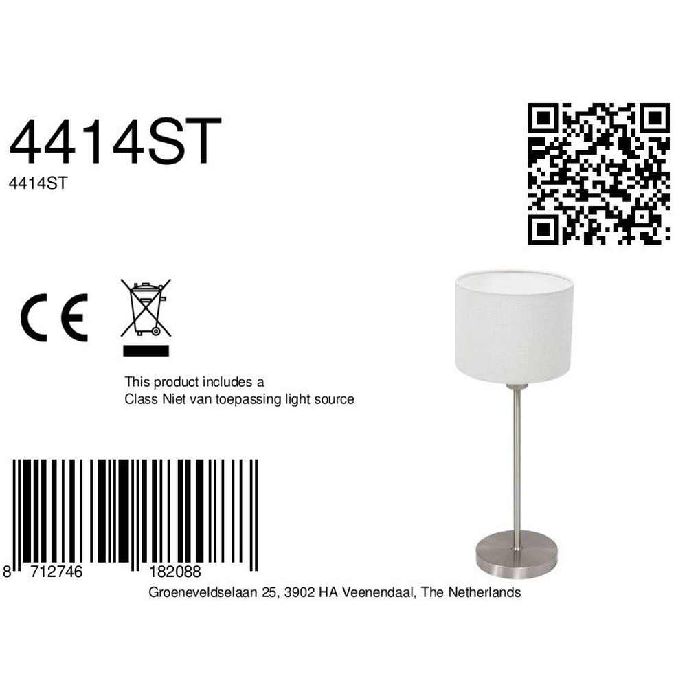 Tischlampe Noor mit weißer Kappe Steinhauer 8712746182088