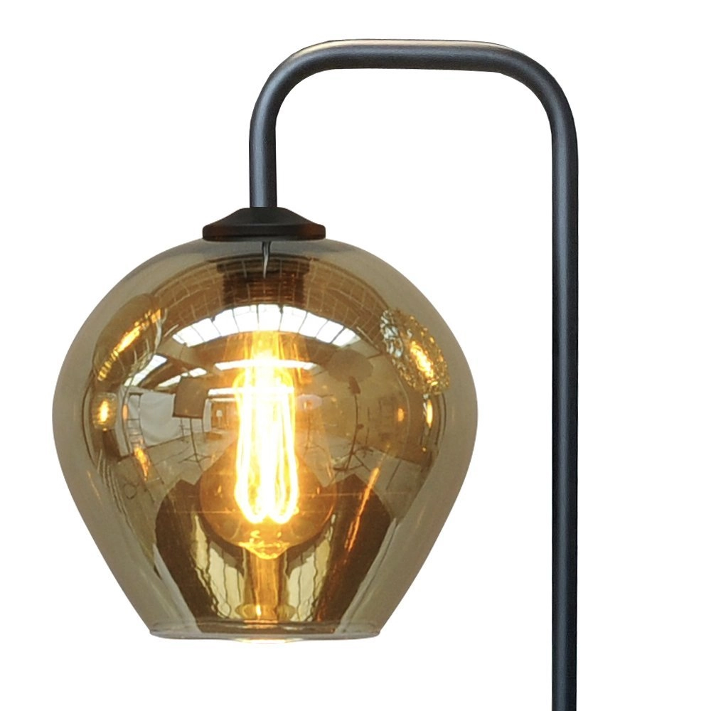 Schwarze Tischlampe Quinto mit Rauchglas Masterlight 8718121250960