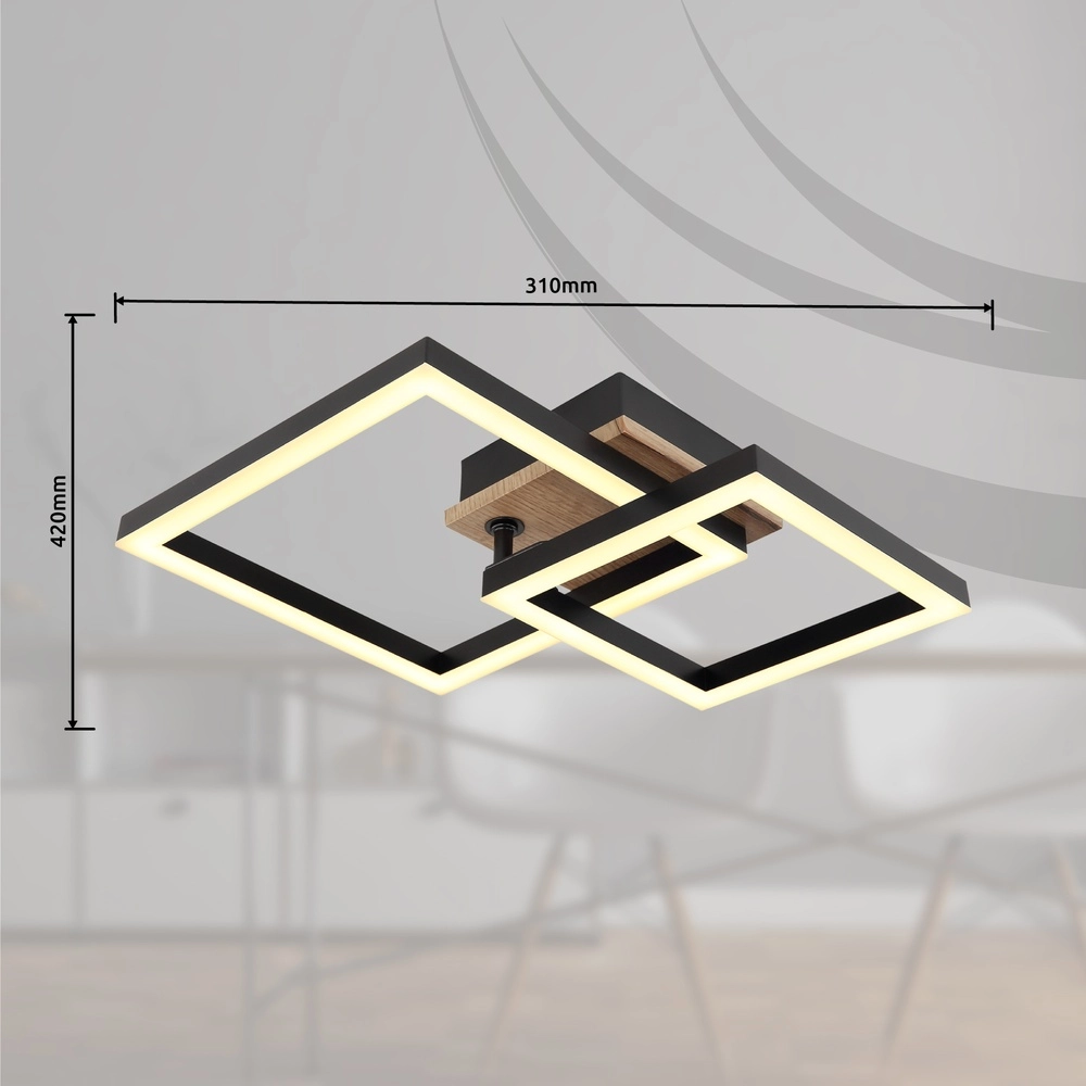 Deckenlampe Bard Schwarz mit Holz Globo 9007371455188