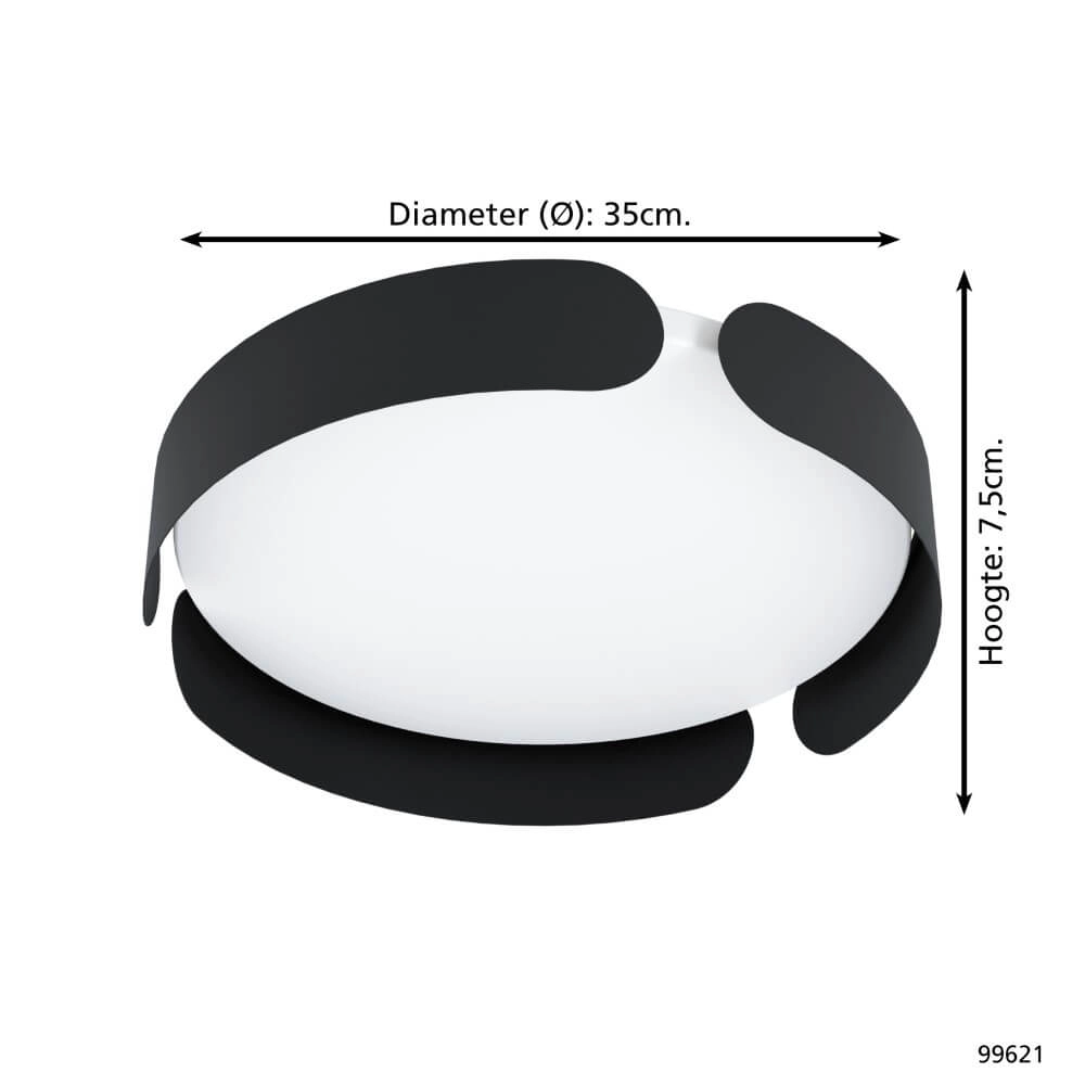 Schwarze Deckenlampe Valcasotto Ø 37cm Eglo 9002759996215