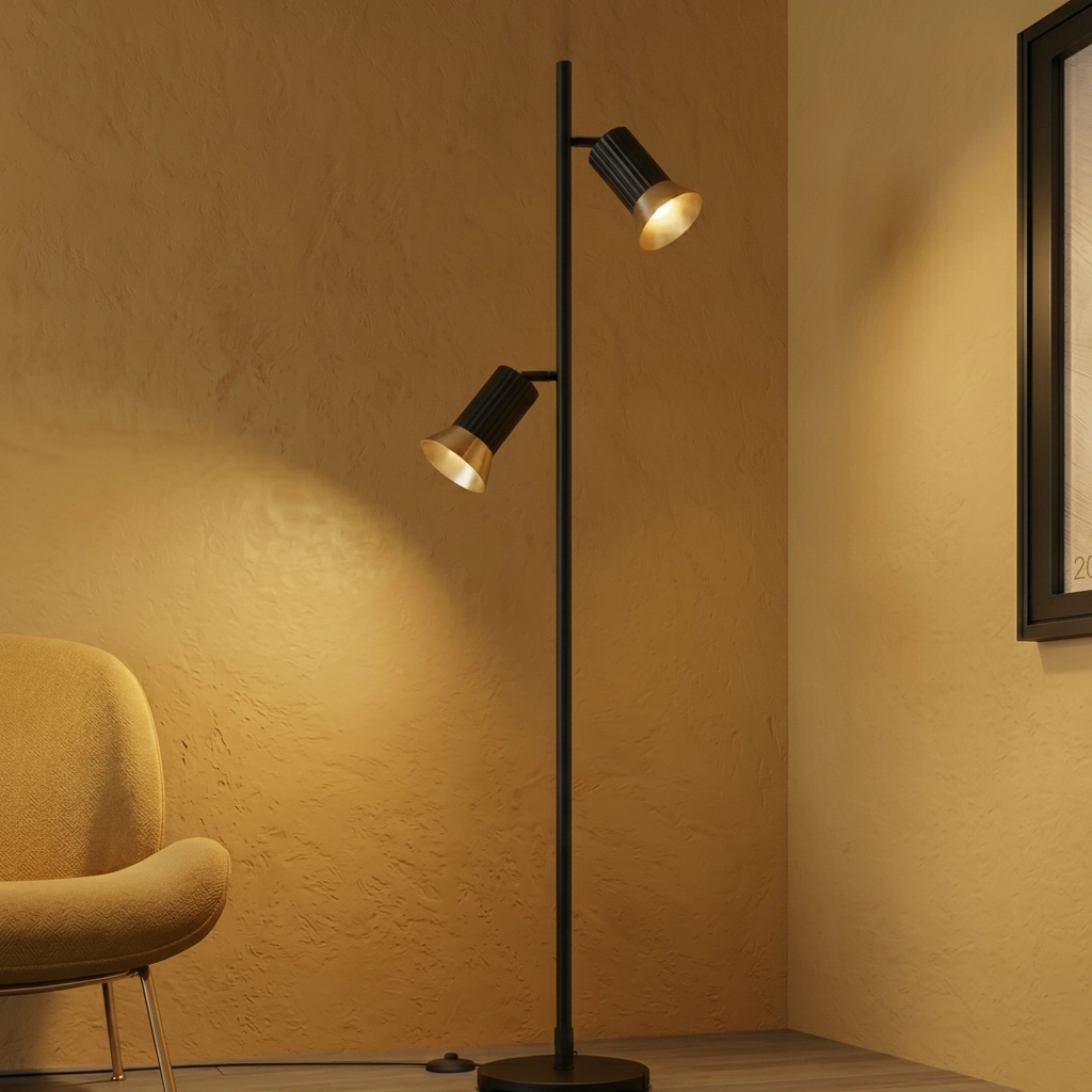Design-Stehleuchte Luvia schwarz mit gold