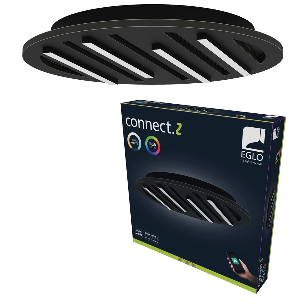 Intelligente Deckenbeleuchtung Pitrignani-Z rund Ø 38 cm schwarz Eglo 9008606390519