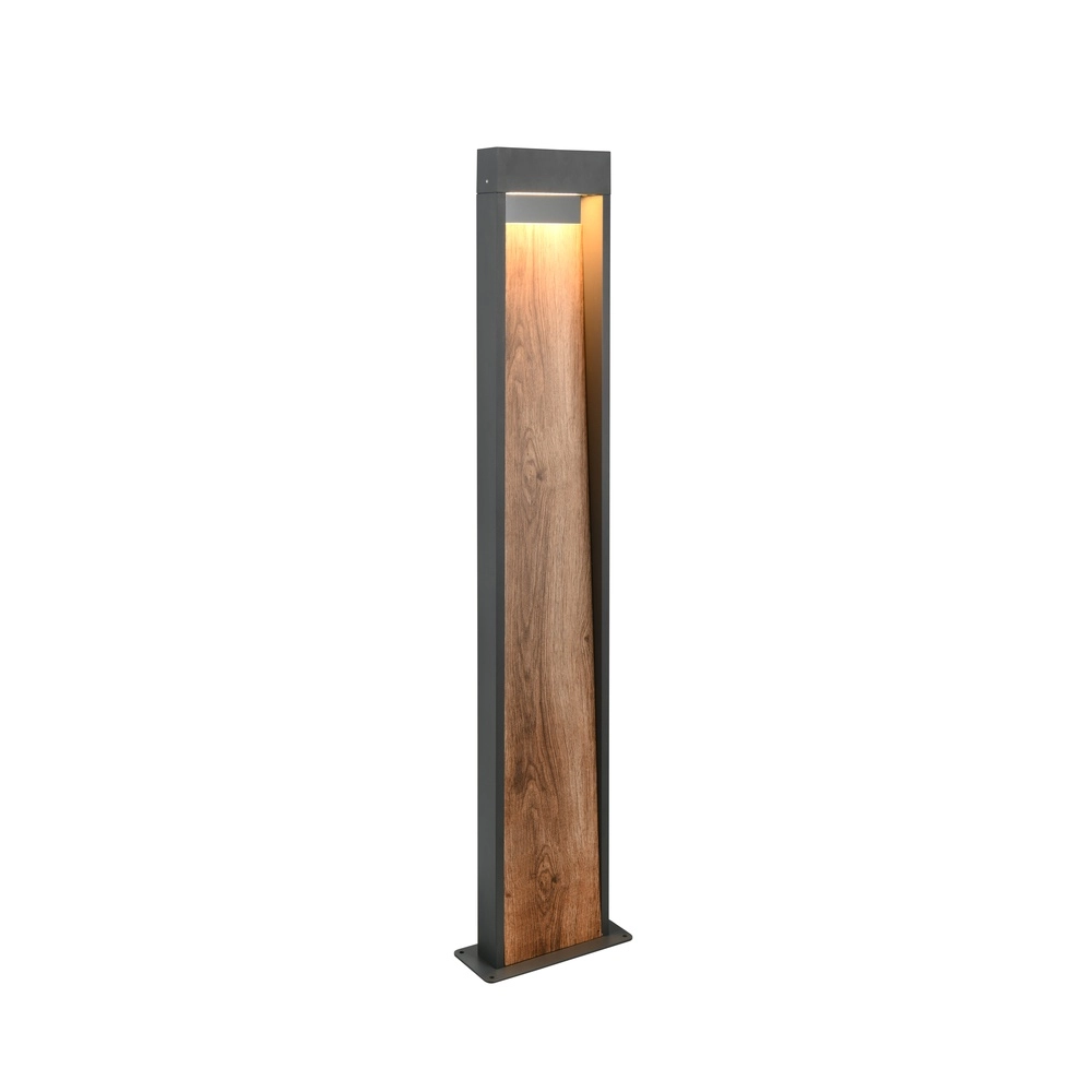 Stehlampe Salmon Grau mit Holz 100cm