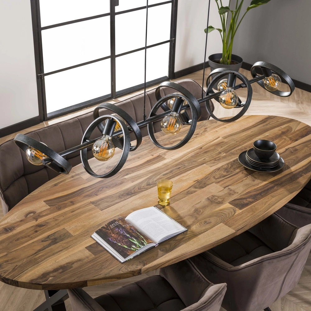 8-Ringe-Pendellicht-Esstisch Hover Holzkohle – Ø 26 cm Lyora 8716803513389