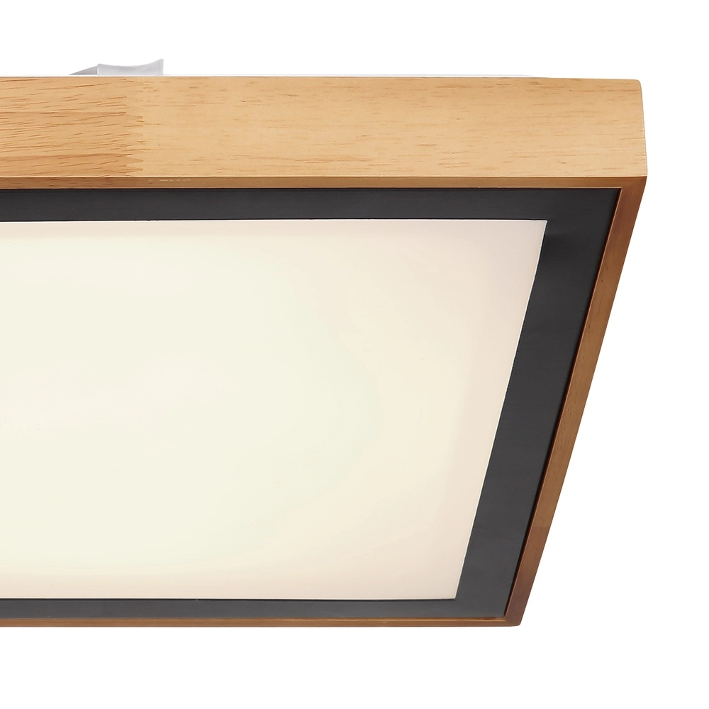 Deckenlampe Bruno 39 cm quadratisch schwarz mit Holz Globo 9007371433469